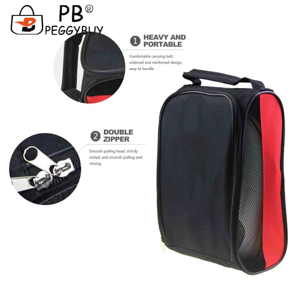 Unisex Shoe Portable Mesh Travel Shoes Carrier Bags With Zipper Hand-Held Breathable Ultra-light For Outdoor Sports_voghion.com