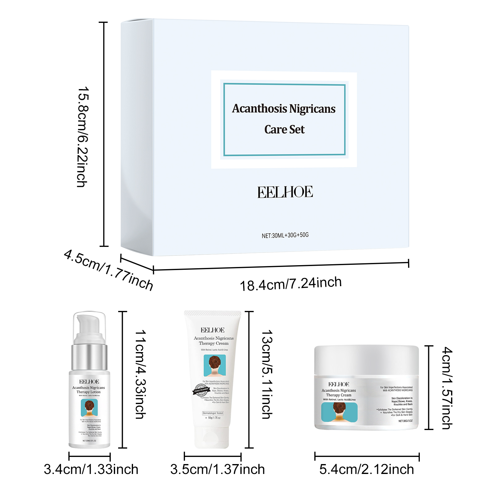 EELHOE Black Acanthosis Skin Repair Set For Repairing Blackened Armpits, Arms, Knees And Joints, Moisturizing And Whitening Body Care Cream_voghion.com
