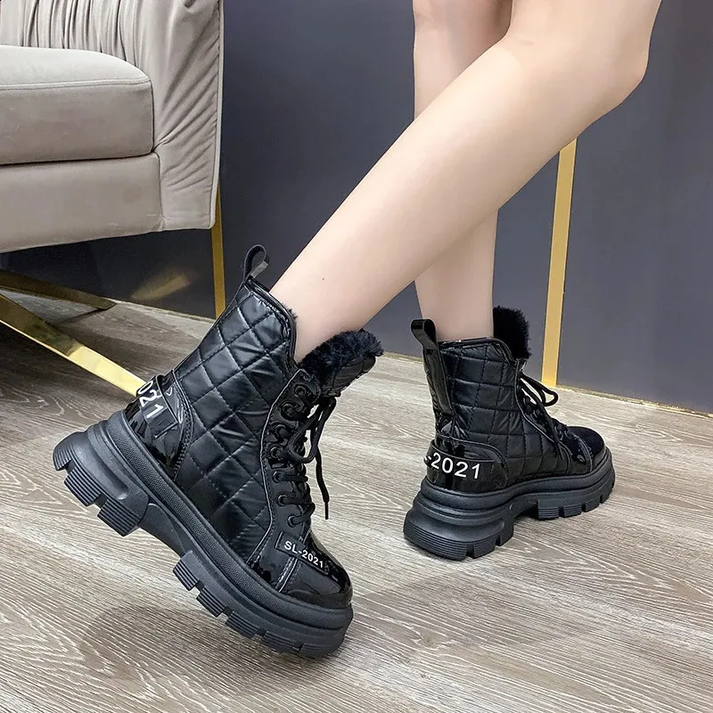 Snow Platform Warm Ankle Boots For Women Waterproof Fur Lined_voghion.com