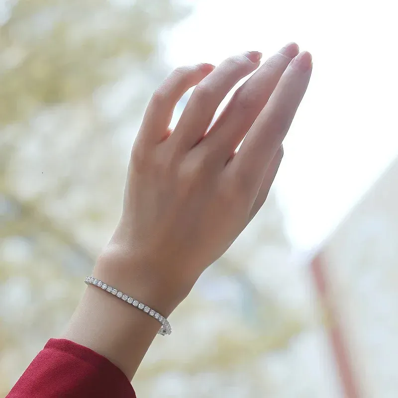 D VVS1 Tennisarmbånd Originalt Sterling Silverbelagt Hvidguld med GRA Armbånd til Kvinder og Mænd 240507_voghion.com