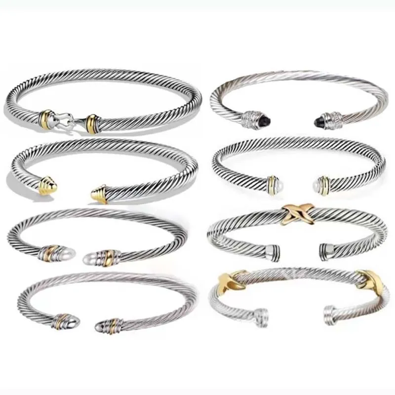 Bangle DY twisted bracelet classic bracelets designer braclet man fashion gold sier pearl cross diamond womens jewelry_ipsvogv.com