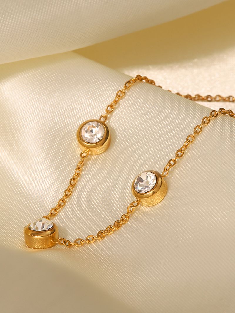 INS Internet Celebrity New Fashionable Gold-plated Round Zircon Stainless Steel Bracelet Trendy And Versatile Accessory_voghion.com