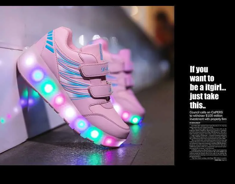 Sneakers Roller Skates 2 Wheels Shoes Glowing Lighted Led Children Boys Girls Kids Fashion Luminous Sports Boots Casual_voghion.com
