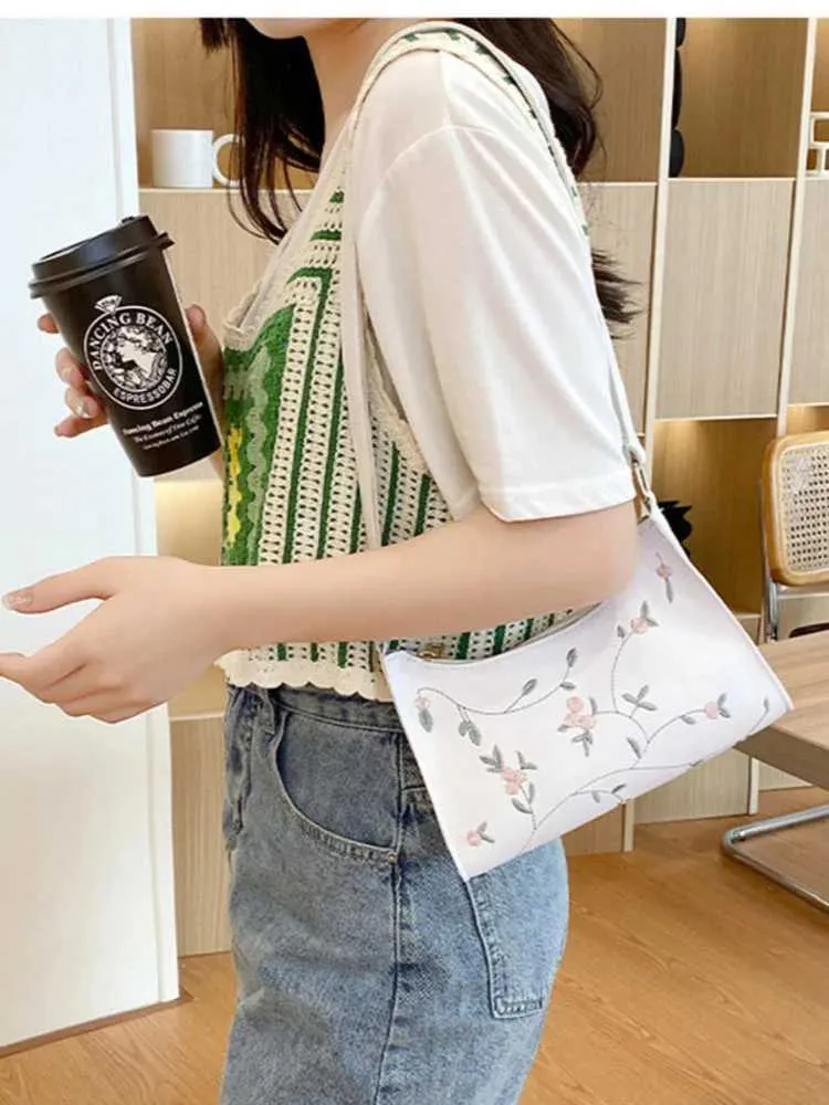 Sac à main brodé en cuir PU, petite pochette à bandoulière, sac portefeuille tendance pour femme Y241123_voghion.com