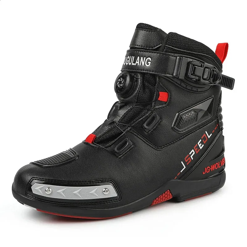 mens leather breathable anti slip wear-resistant rider boots motorcycle racing ankle length shoes 241105_voghion.com