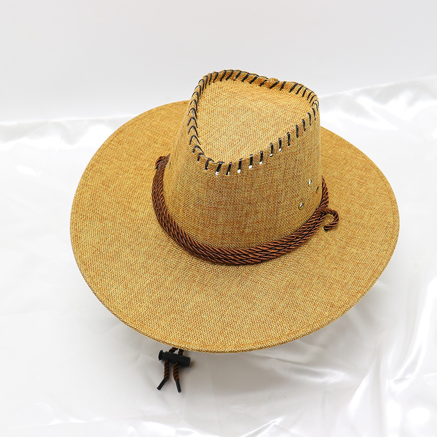 Men's cowboy hat fishing vacation travel hat summer large brim sun hat outdoor sun hat wholesale_voghion.com