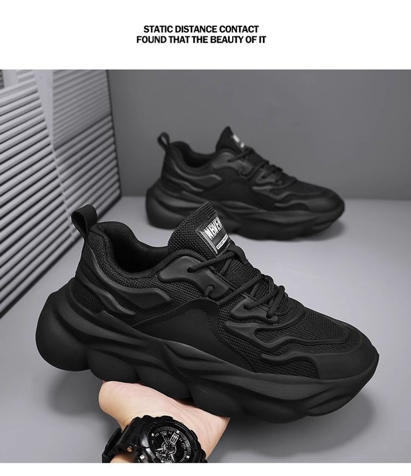 Pantofi sport negri casual noi pentru bărbați, alergare, înălțime mare, Daddy_voghion.com