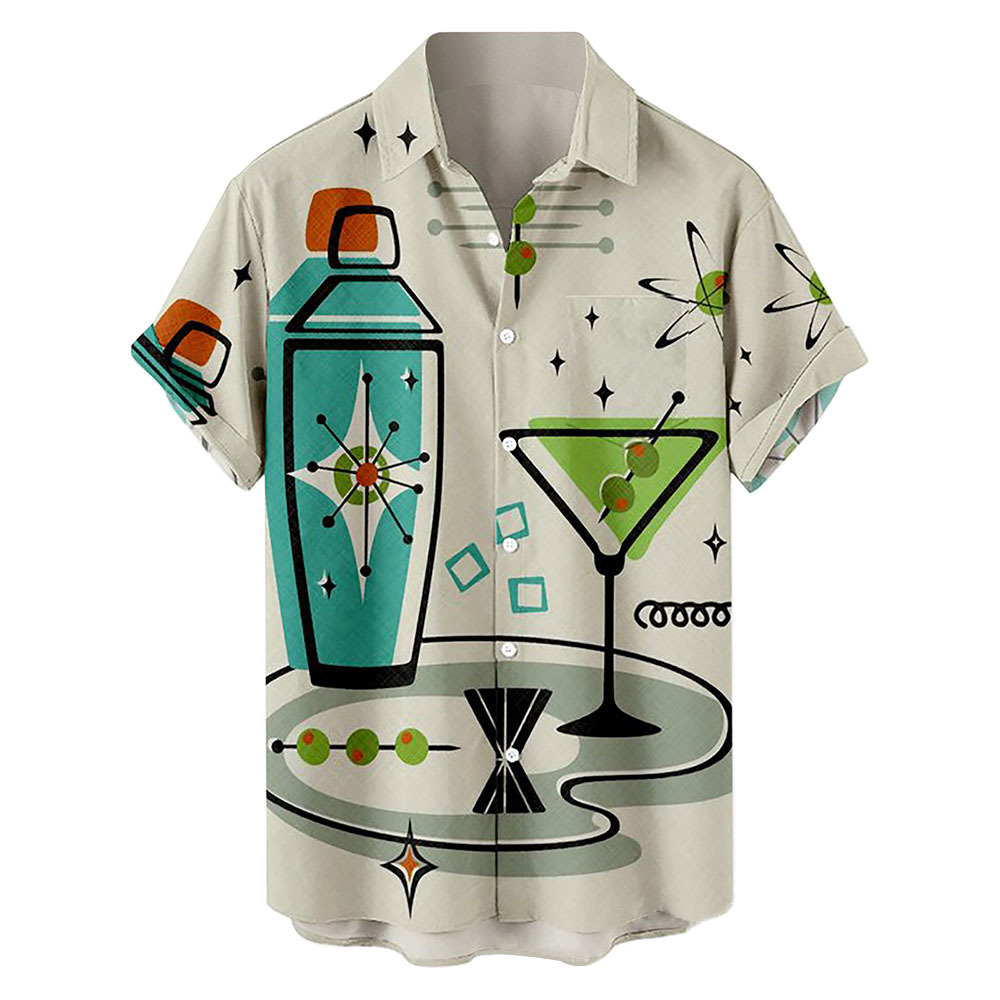 Men Random Tropical Print Shirt_voghion.com