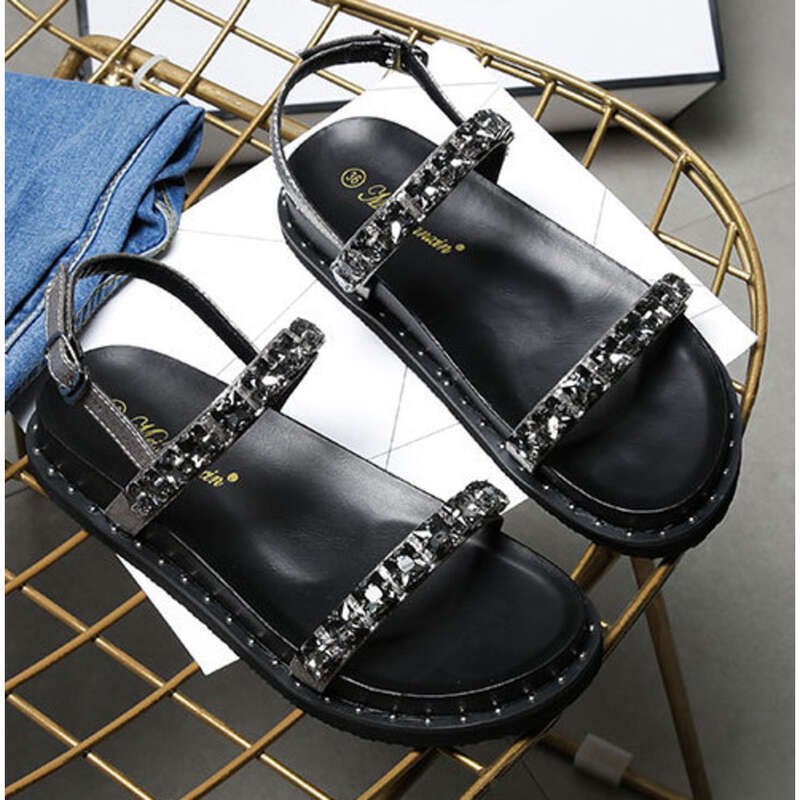 Chaussures de plage plates et décontractées pour femmes, bout ouvert, semelle épaisse, boucle unique, été 2025_voghion.com