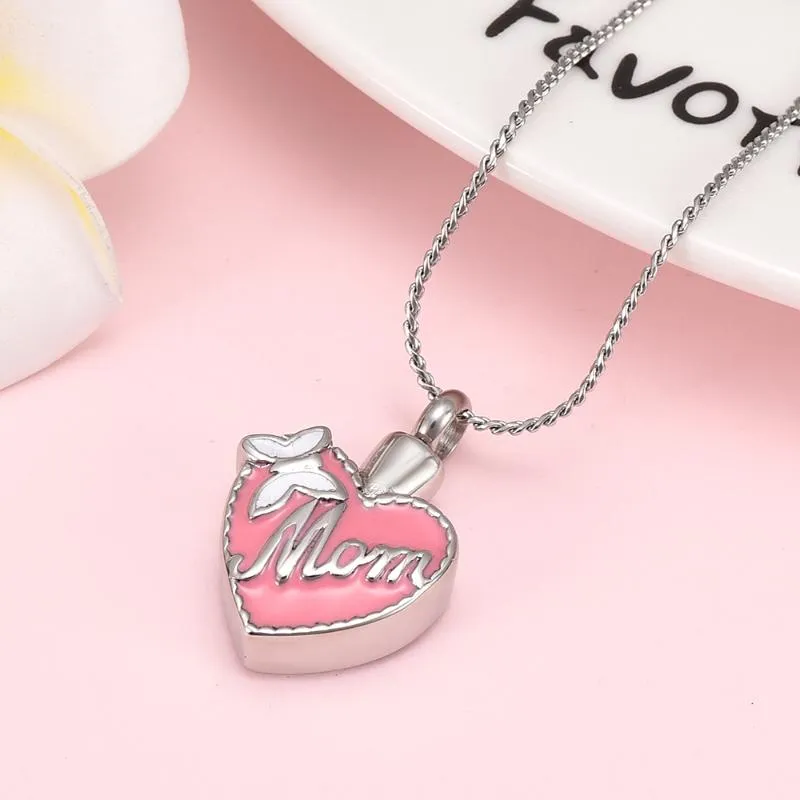 Always In My Heart Memorial Urns Cremation Jewelry Pendant Necklaces For Ashes Mom Women Girls Chains_voghion.com