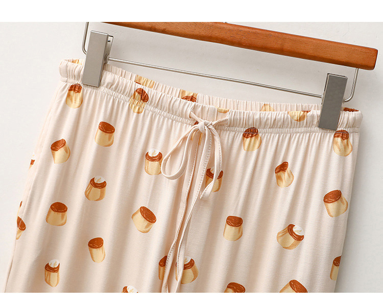 Vêtements pour femmes pyjamas pour femmes printemps et automne modal lettre gâteau imprimé col rond pantalon à manches longues mignon vêtements de maison frais_voghion.com