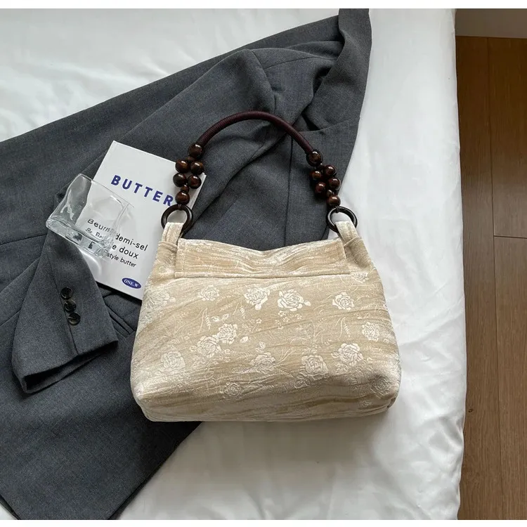 Bretelle in tessuto stampato alla moda da donna con hardware intarsiato, borsa sottobraccio e borsa portatile ad alta capacità 240806_voghion.com