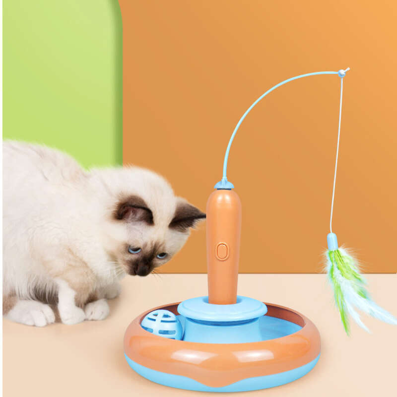 Pet Electric Feather Fishing Rod, Rotating Turntable, Specific Toy, Self Fun Amusement Board, Cat Teasing Ball_voghion.com