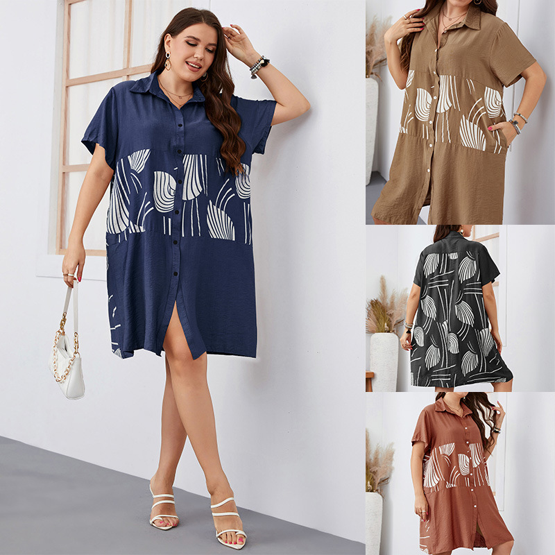Women's large size loose long short-sleeved women's shirt_voghion.com
