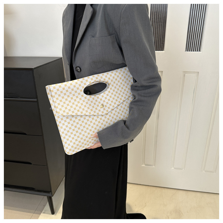 Envelope bag, women's bag, plaid key bag, large capacity envelope bag, casual business Han Chao handbag_voghion.com