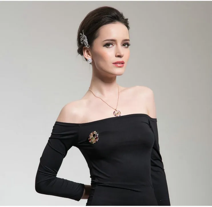 Nova moda quente multicolorido cristal redondo colar pingentes ouro rosa cz zircão joias para mulheres presentes_voghion.com