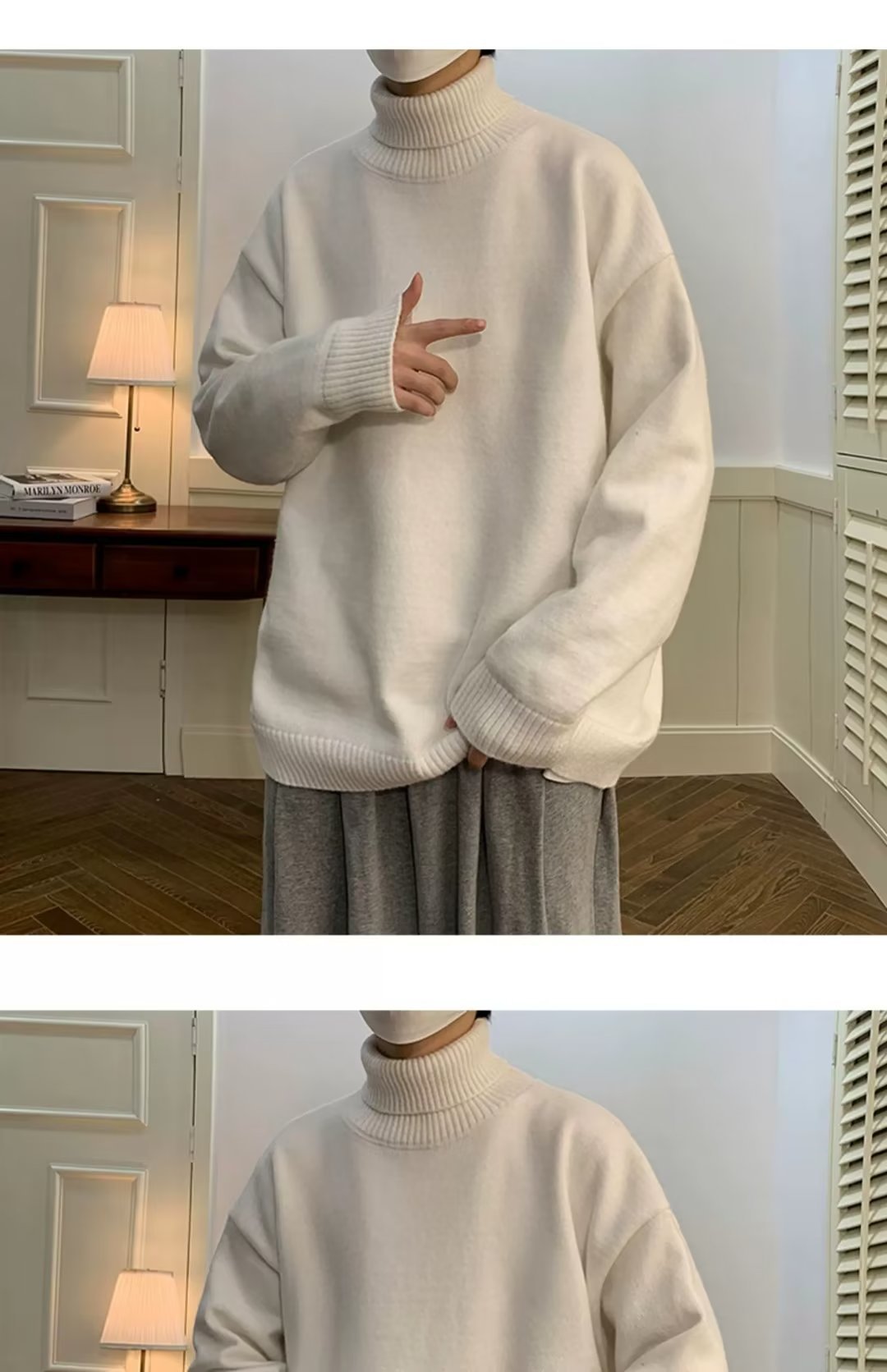 Herrenbekleidung Einfarbig Jungen Rollkragen Trend Herbst Und Winter Warm Mit Lockerem Lässigem All-Match-Strick_voghion.com
