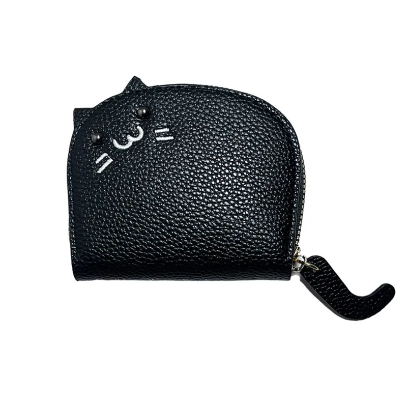 2024 neue süße Katze kleine Reißverschluss Mädchen Marke entworfen Pu Leder Frauen Geldbörse weibliche Kartenhalter Brieftasche_voghion.com