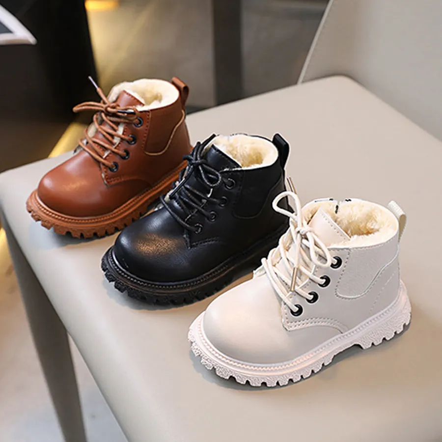 Fashion Kids Boys Girls British Style Winter Warm Veet Short Boots Littlesprouts Children Casual Anti-slip Zipper_voghion.com