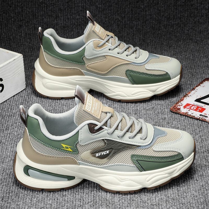Jesienne nowe oddychające buty sportowe z siateczki, męskie modne i uniwersalne, gruba podeszwa, antypoślizgowe, codzienne buty dla taty_voghion.com
