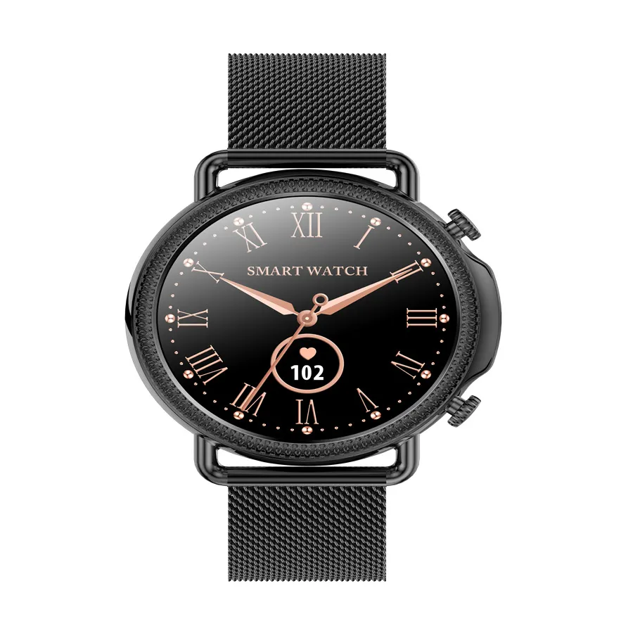 V25 Women's Smart Watch Full Circle Full Touch Temperature Monitoring Custom Push Dial_voghion.com