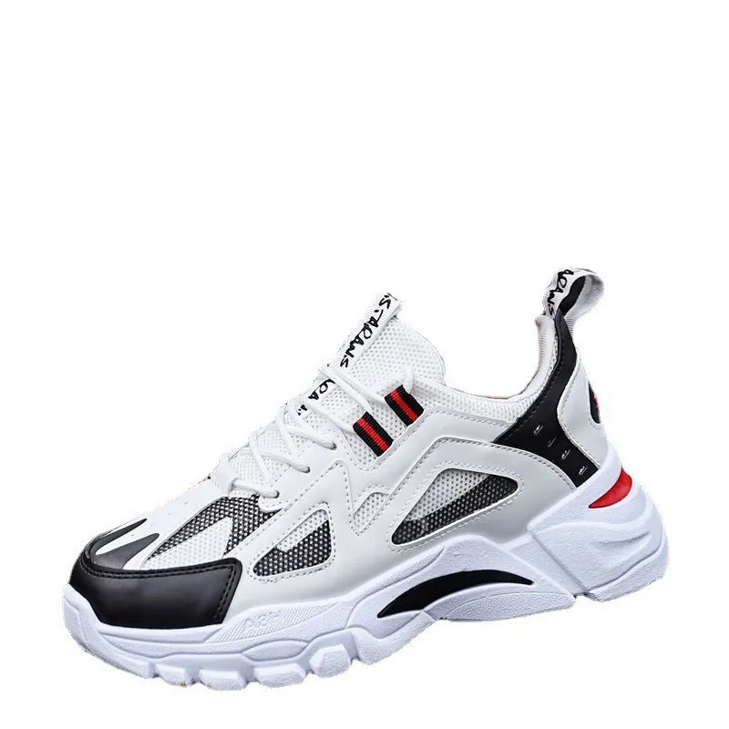 Men's Breathable Running Shoes White Blue And Black Sport Shoes_voghion.com