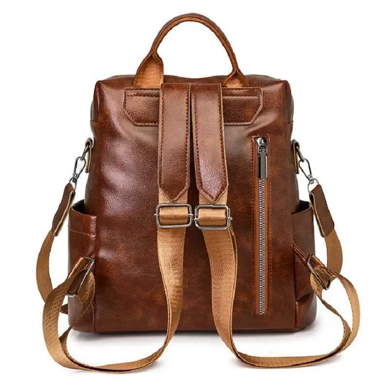 Sacs à dos de voyage en cuir vintage léopard pour femmes, nouvelle mode, grande capacité, sacs à bandoulière, fourre-tout, sac d'école, bandoulière_voghion.com