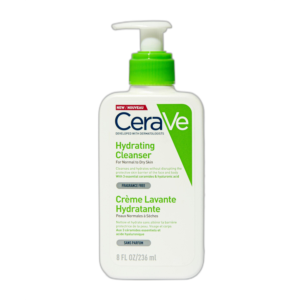 【CeraVe®】Nawilżający środek czyszczący do skóry normalnej i suchej oraz balsam nawilżający do twarzy z ceramidami_voghion.com