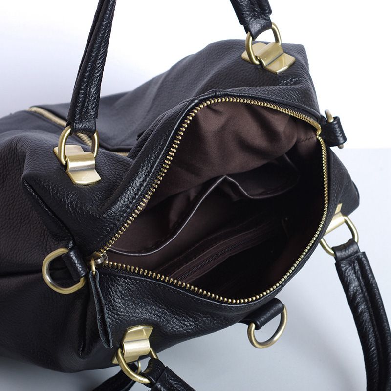 Hauptschicht- aus Rindsleder, modische trendige Tasche, große Damentasche, schwarz, weicher, vielseitiger_voghion.com