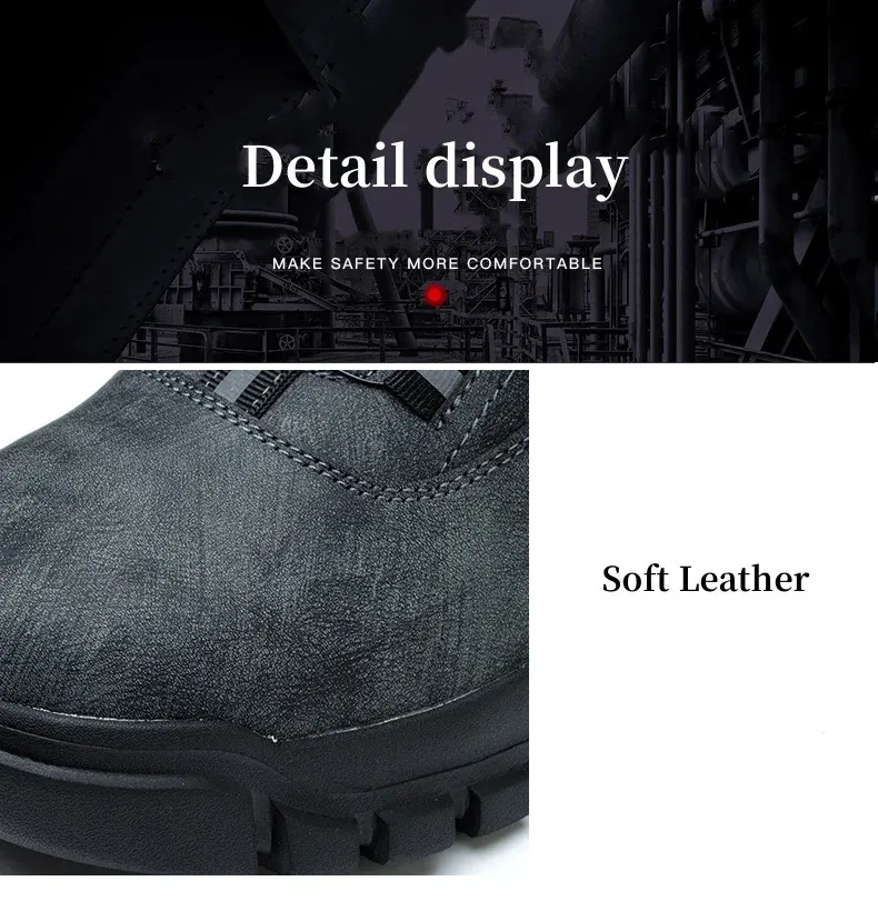 Bottes de sécurité imperméables à bouton rotatif pour hommes, résistantes aux chocs et aux perforations, chaussures de travail légères pour l'automne_voghion.com