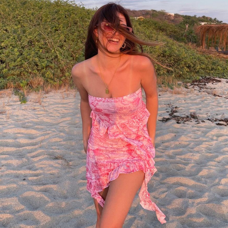 Frauen gedruckt ärmelloses tube top casual rock Französisch anzug frauen_voghion.com
