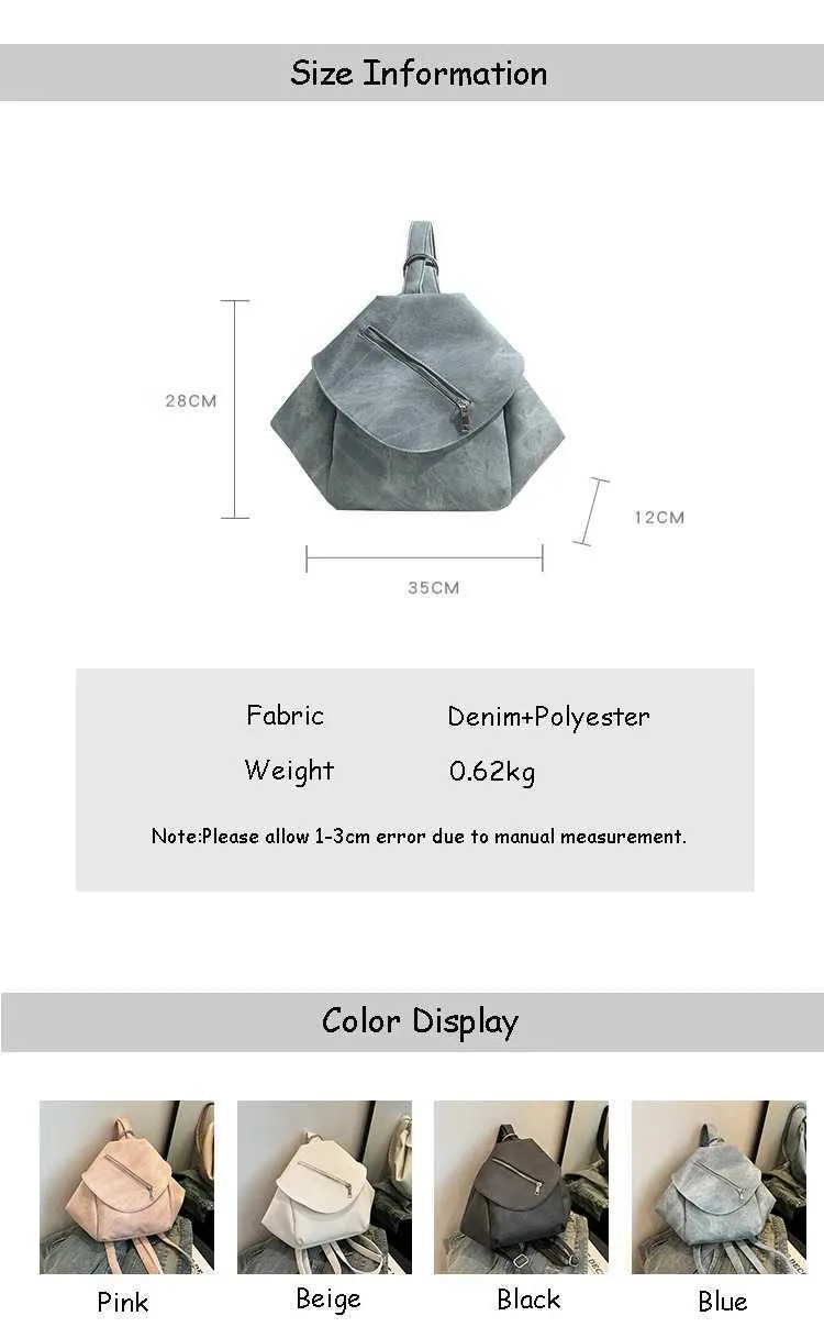 Vintage Damen Rucksack Aus Denim Für Reisen Und Freizeit_voghion.com