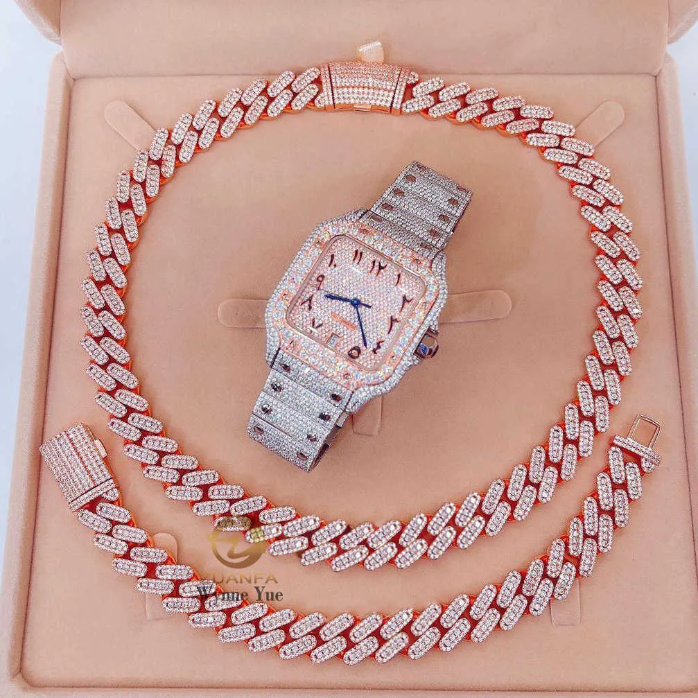 Collana in argento sterling massiccio da 13 mm con rapper hip hop e catena a maglie cubane VVS Moissanite_voghion.com
