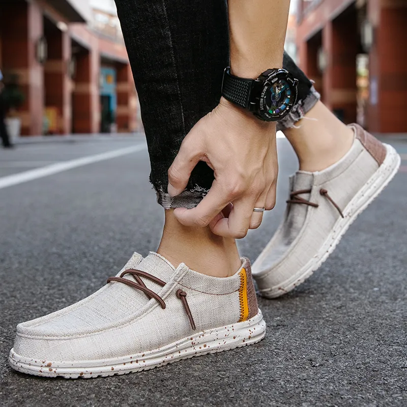 Freizeitschuhe Herren Canvas 2024 Boot Outdoor Slip On Loafer Mode Flats Leichtes Non Deck Große Größe 48_voghion.com