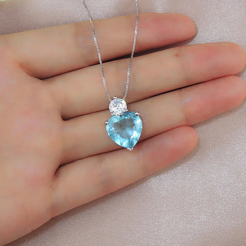 Charms Jewelry Set for Women Paraiba Tourmaline Crystal Stone Necklace Earrings Romantic Gifts Wholesale Gemstone Fine_voghion.com