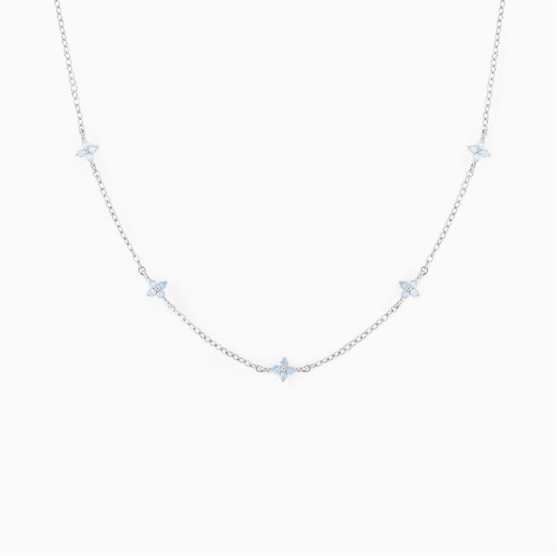 Blaue Blume Sommer Damen süßen Stil Klein Ins Schmuck exquisite Schlüsselbein Kette Halskette_voghion.com