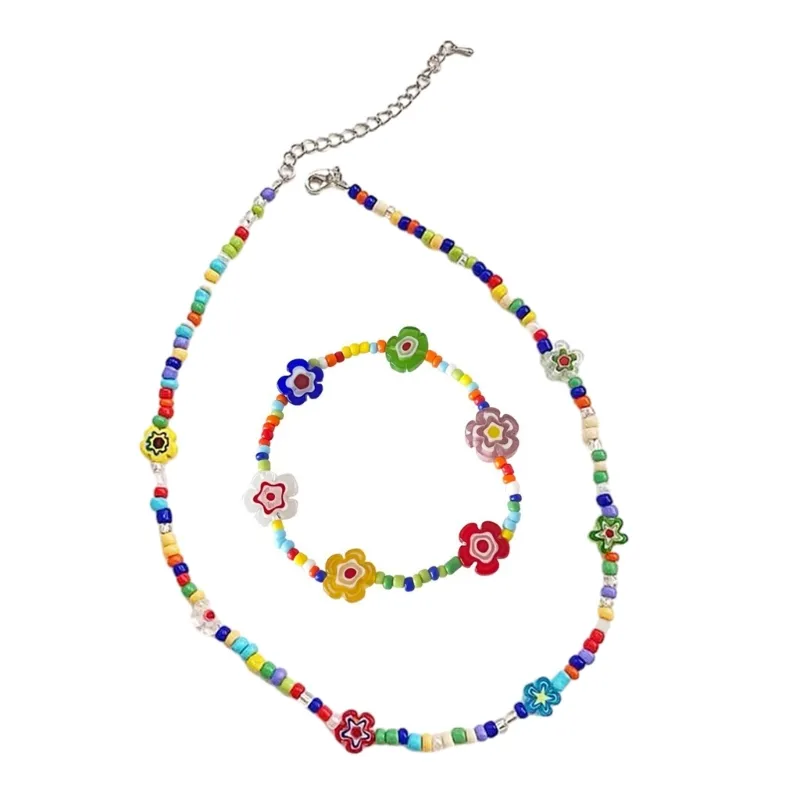 Böhmisches Perlenketten Und Armband Set Handgemachtes Glasperlen_voghion.com