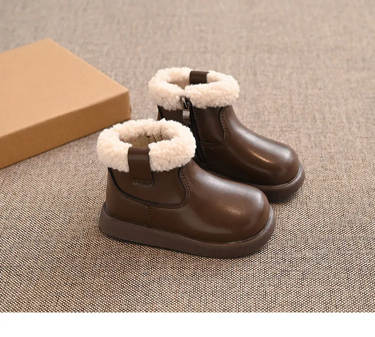 Copii clasici de iarnă, pufoși și moi, fete și băieți, zăpadă la modă, versatil, cald, pentru copii, Kidsnest, școală cauzală, gleznă pentru copii mici_voghion.com