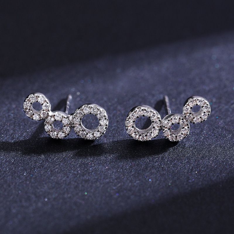 Cubic Zirconia Stud Earrings 925 Sterling Silver For Women Wedding_voghion.com