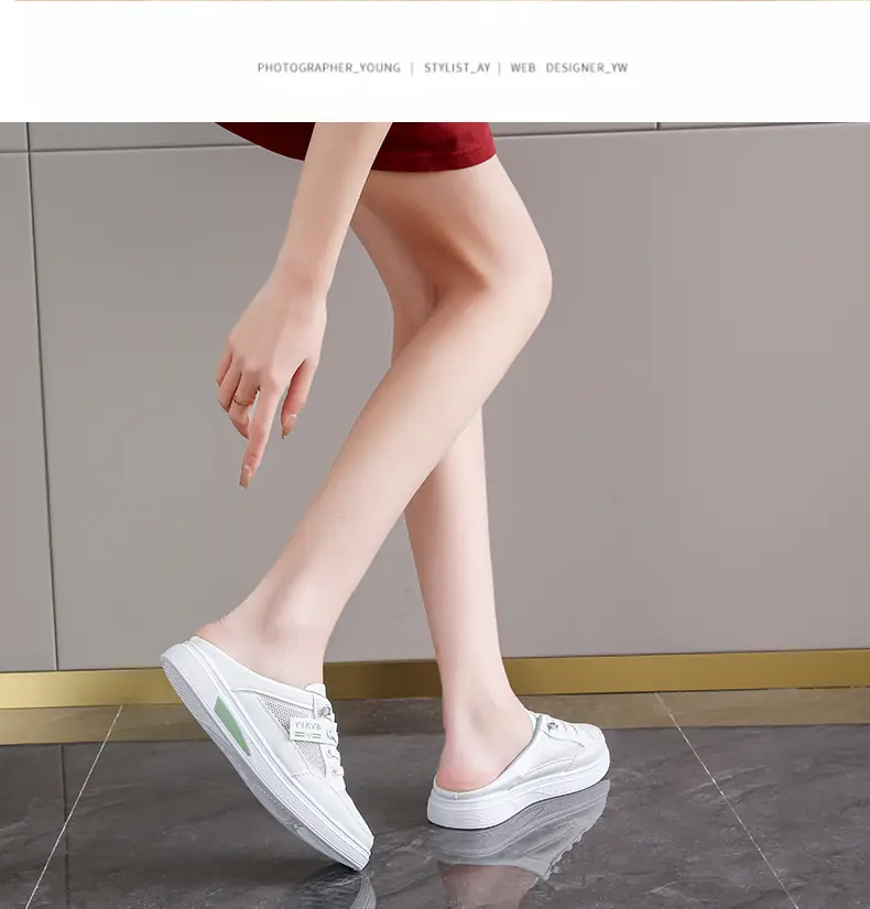 Damen Freizeitschuhe Atmungsaktive Halbschuhe Weiße Slipper_voghion.com