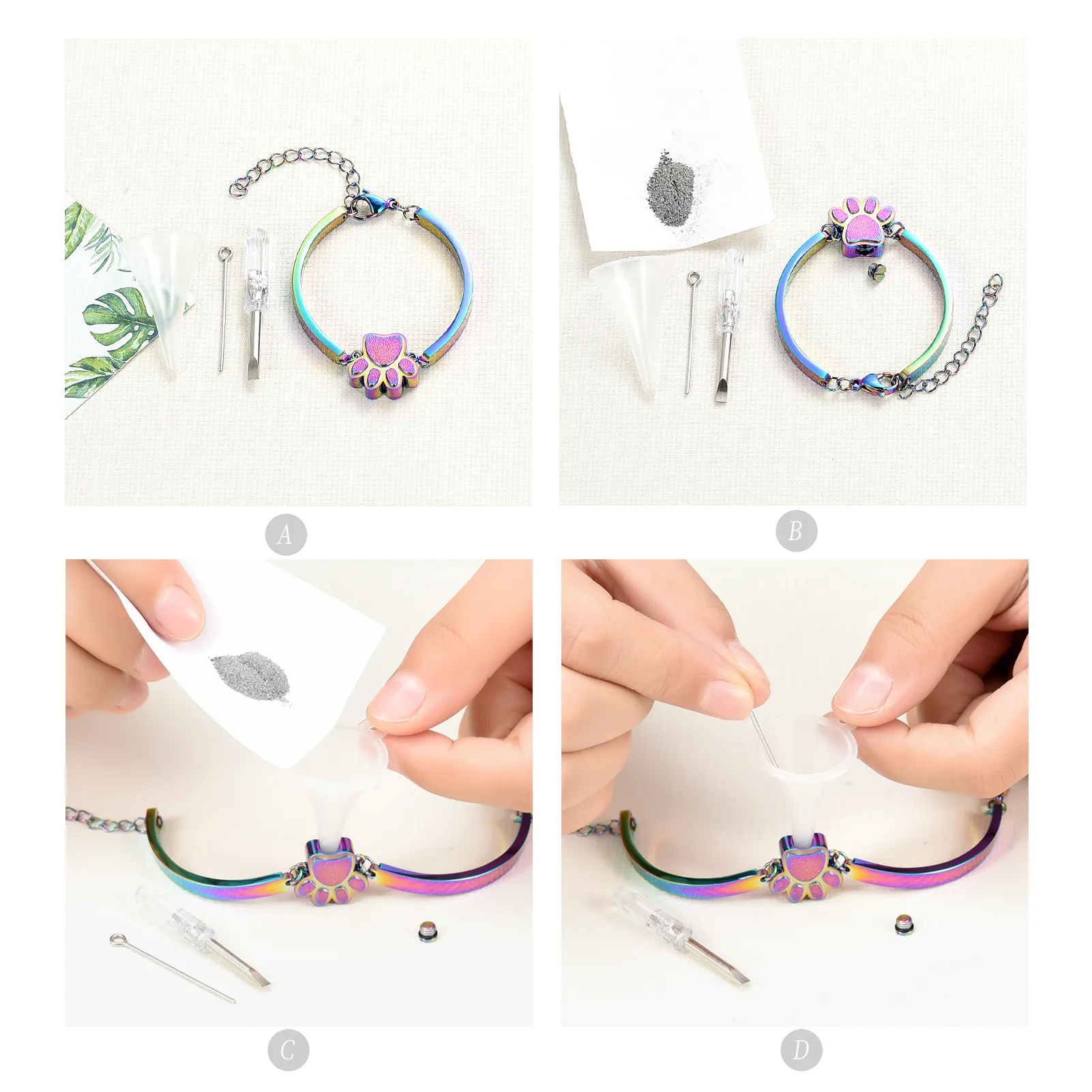 Armreif mit kostenloser Gravur, Gedenkarmband mit Urne aus Edelstahl, Aufdruck, verstellbar und individuell anpassbar für Frauen und Männer_voghion.com