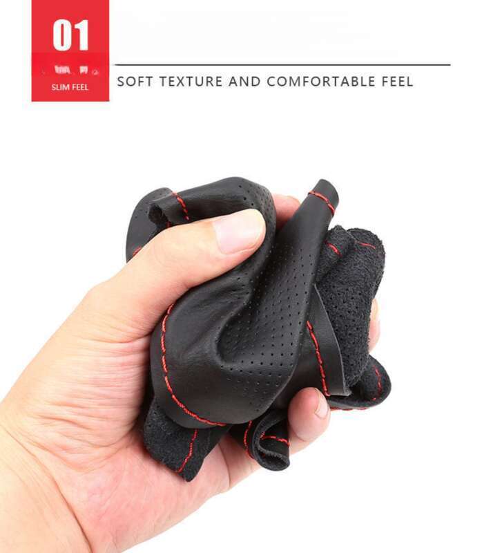 Handgenäht aus Leder, schweißableitend, atmungsaktiv und rutschfest, universelles Autolenkrad aus Leder für alle Jahreszeiten_voghion.com
