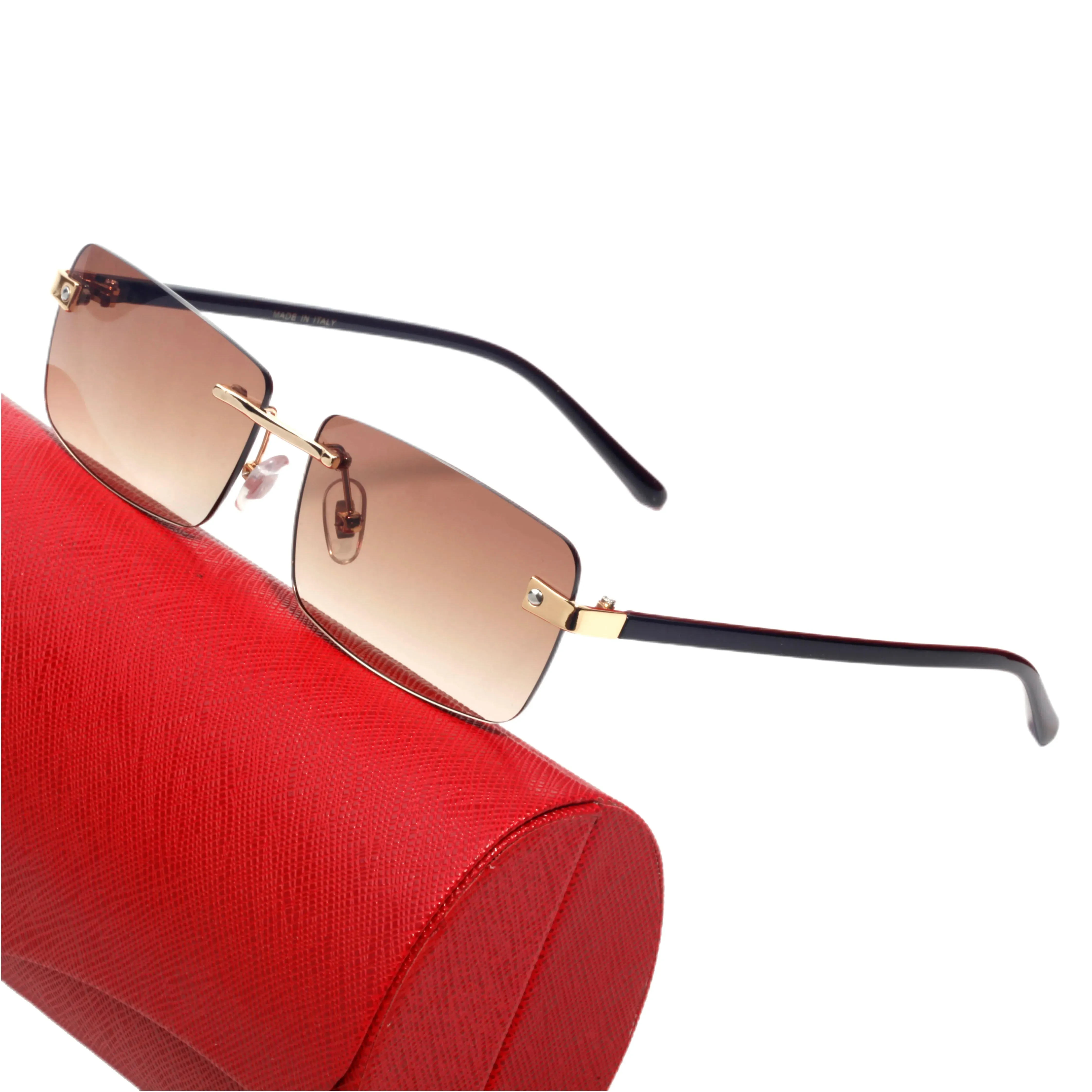 Einfaches, vielseitiges, exquisites Design, randlose Sonnenbrille aus Metall für Herren und Damen, VU400, schützende Strandbrille, Größe 58 15 140_voghion.com