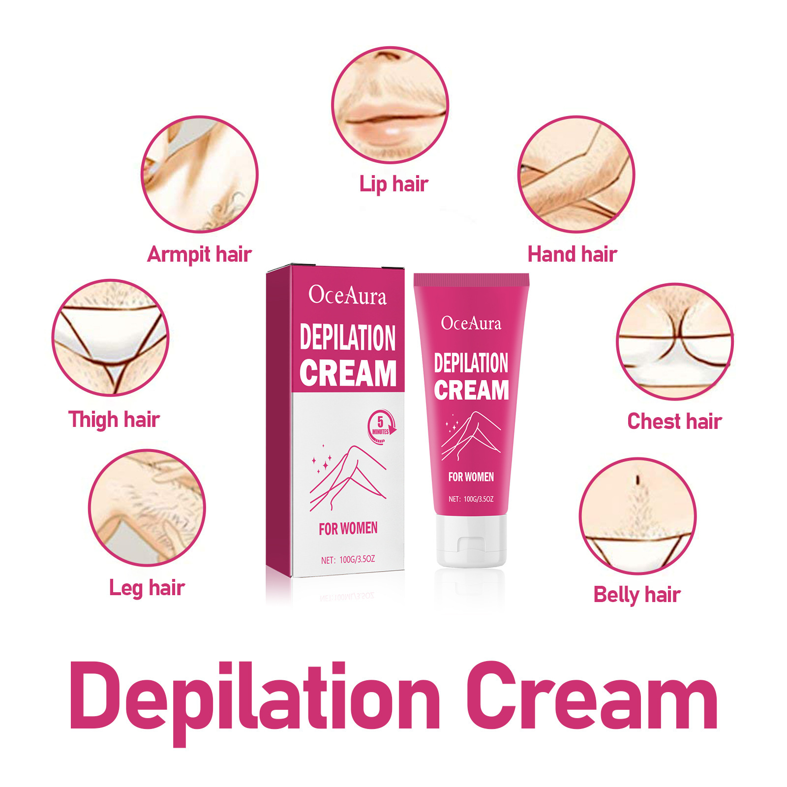 Oce Aura Crema Depilatoria Donna per la rimozione delle ascelle di tutto il corpo, delicata non irritante, detergente e idratante_voghion.com