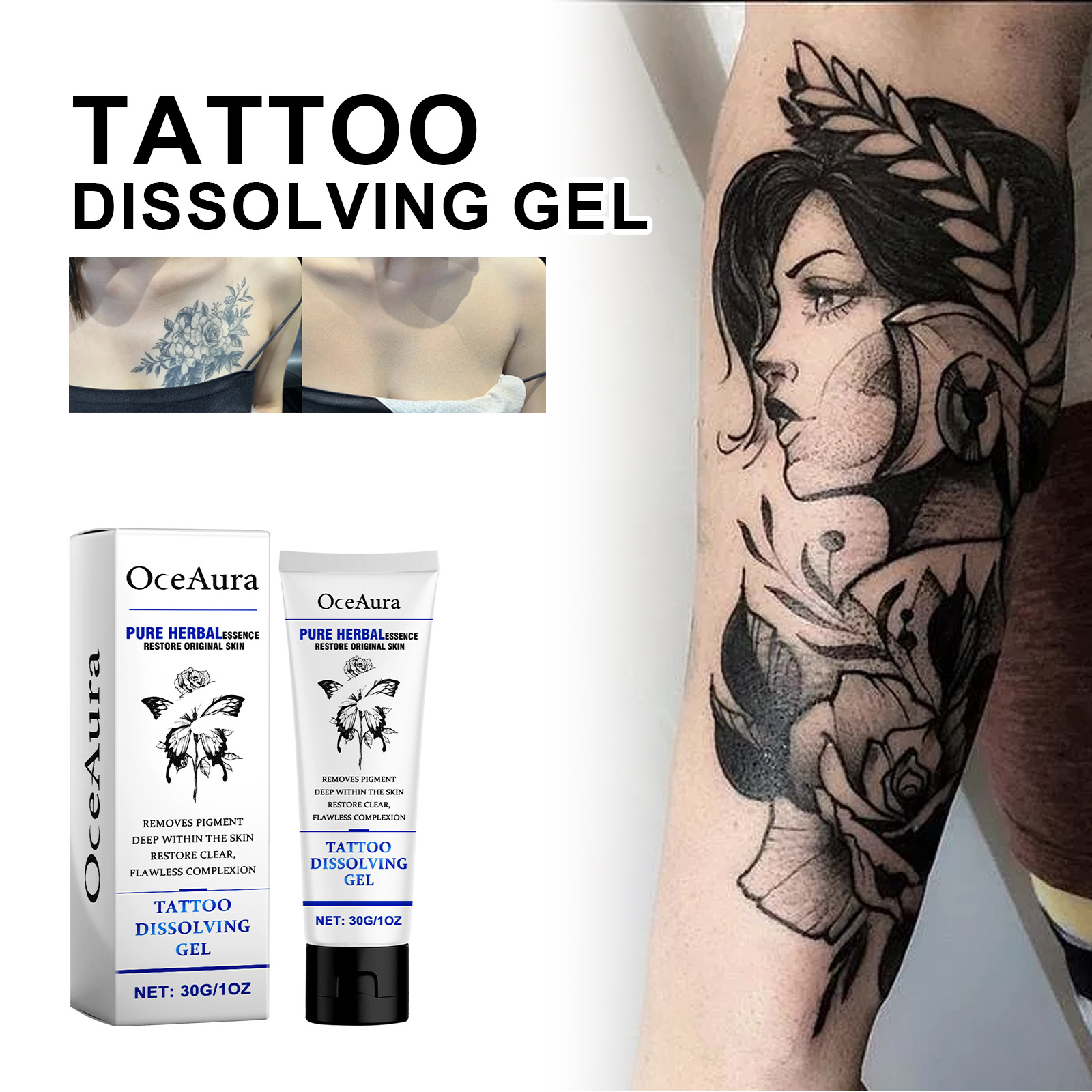 Gelul pentru tatuaje OceanAura hidratează pielea tatuată, repară textura, brodează și luminează crema de îngrijire a pielii_voghion.com