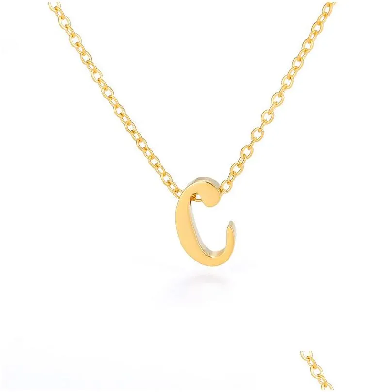 Pendant Necklaces Vintage Tiny Initial Letter For Women Stainless Steel Old English Necklace Birthday Gothic Jewelry_voghion.com
