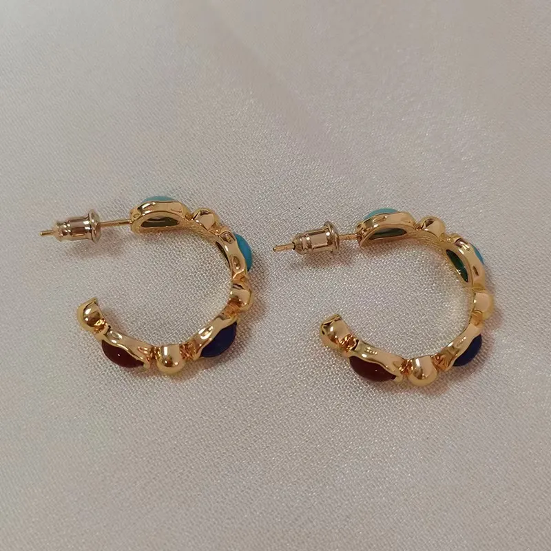 Orecchini a bottone firmati in oro rosa per donne, orecchini da donna alla moda, semplici e squisiti, regali di gioielli_voghion.com