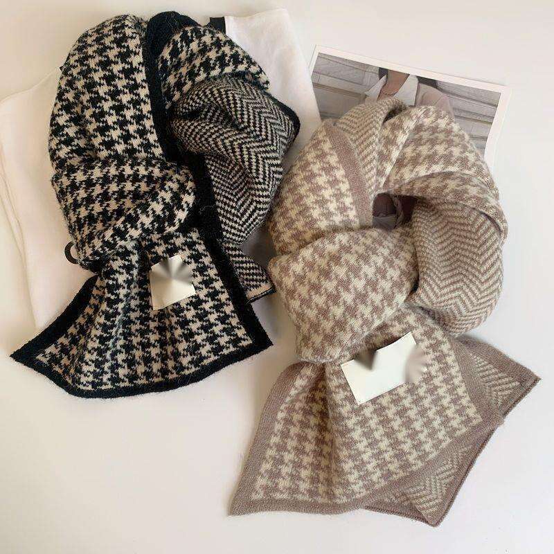 Scarf Women's Winter New Korean Edition Atmosphere Double Sided Student Cute Warmth Thickened Knitted Advanced Feeling_voghion.com