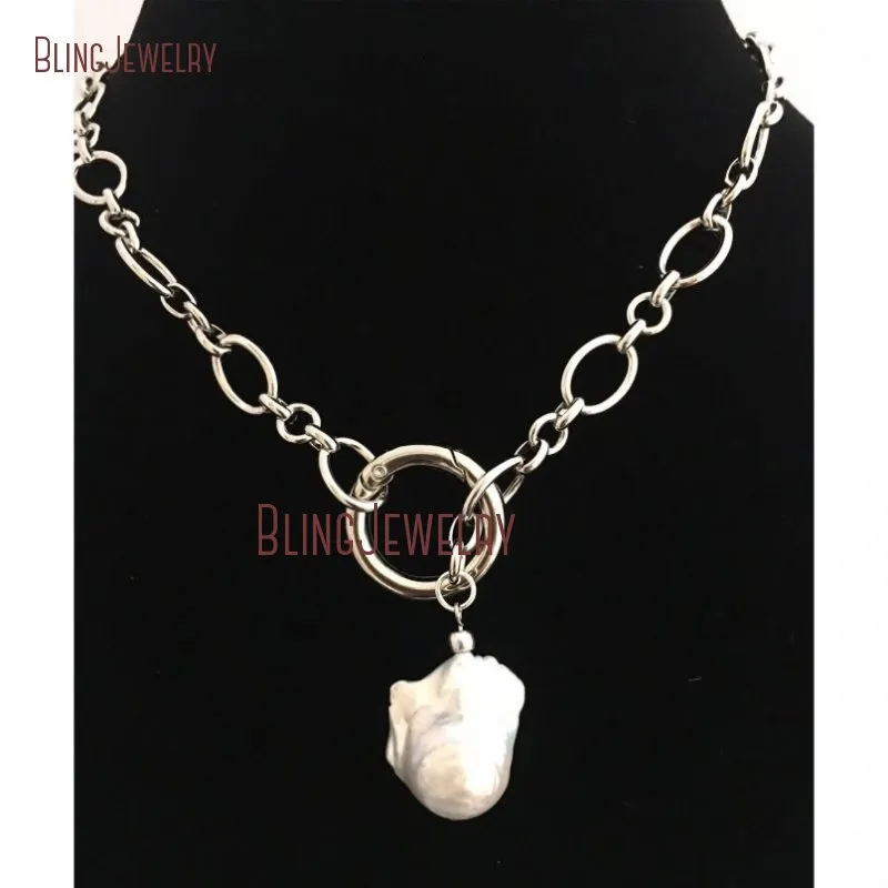 Chains NM35057 Baroque Pearl Choker European Inspired Necklace With Spring Lock_voghion.com