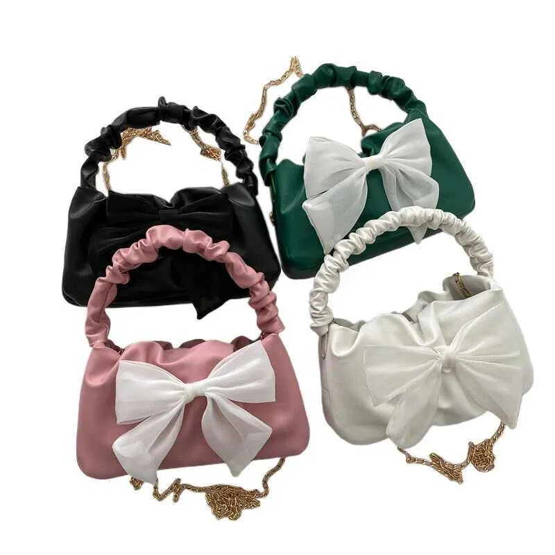 Damen BowKnot Handtasche Mode Kette Schulter Messenger PU Leder Tasche Y241123_voghion.com